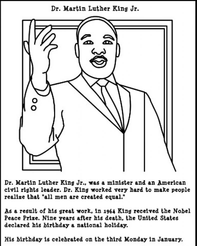 Free Printable Martin Luther King Jr Day (MLK Day) Coloring Pages
