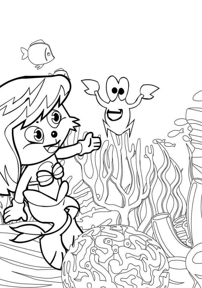 Cartoon Mermaid Coloring Page