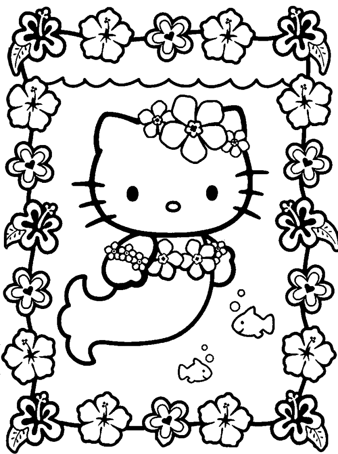 Hello Kitty As Mermaid Coloring Page