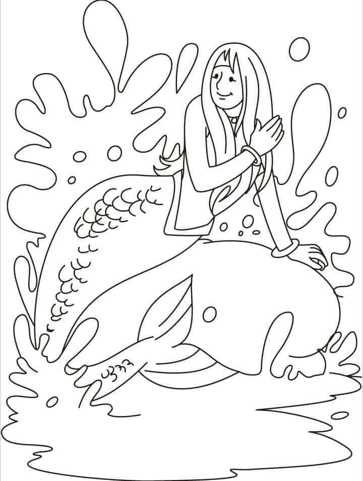Mermaid Enjoying The Water Coloring Page