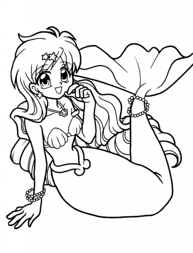 Kawaii Mermaid Coloring Page