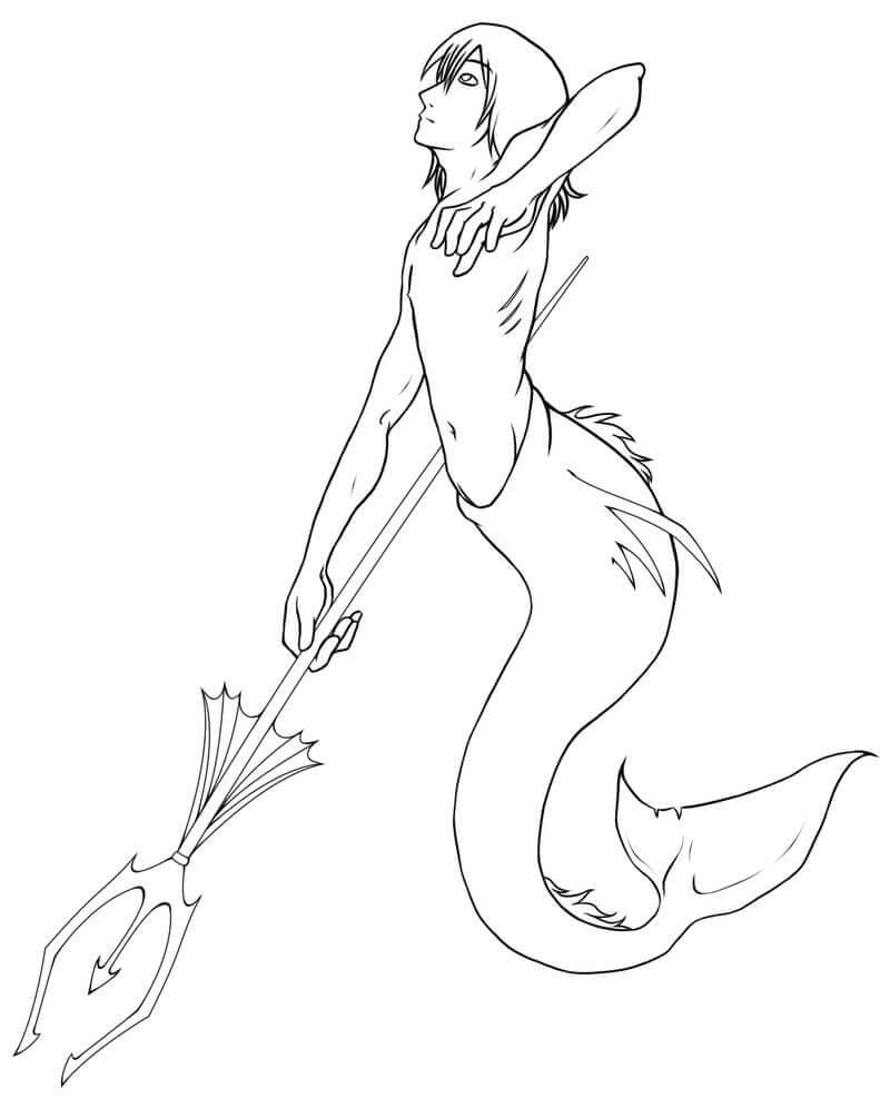 Merman Coloring Page