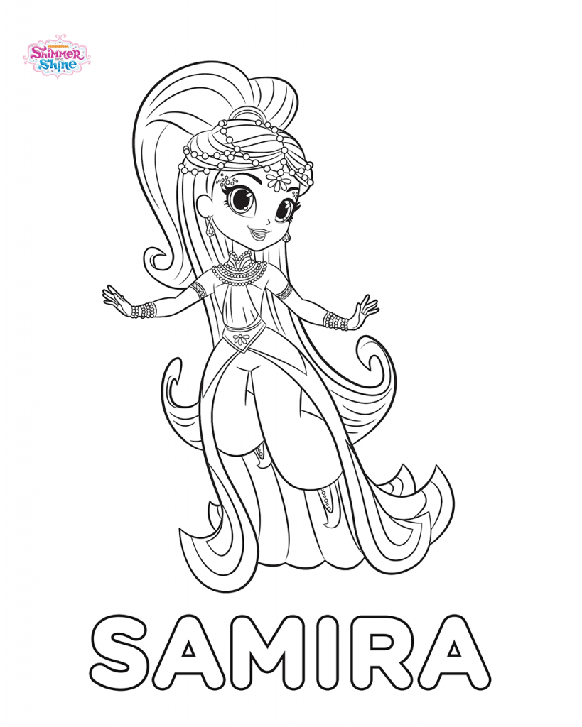 Shimmer and Shine Coloring Pages Princess Samira 