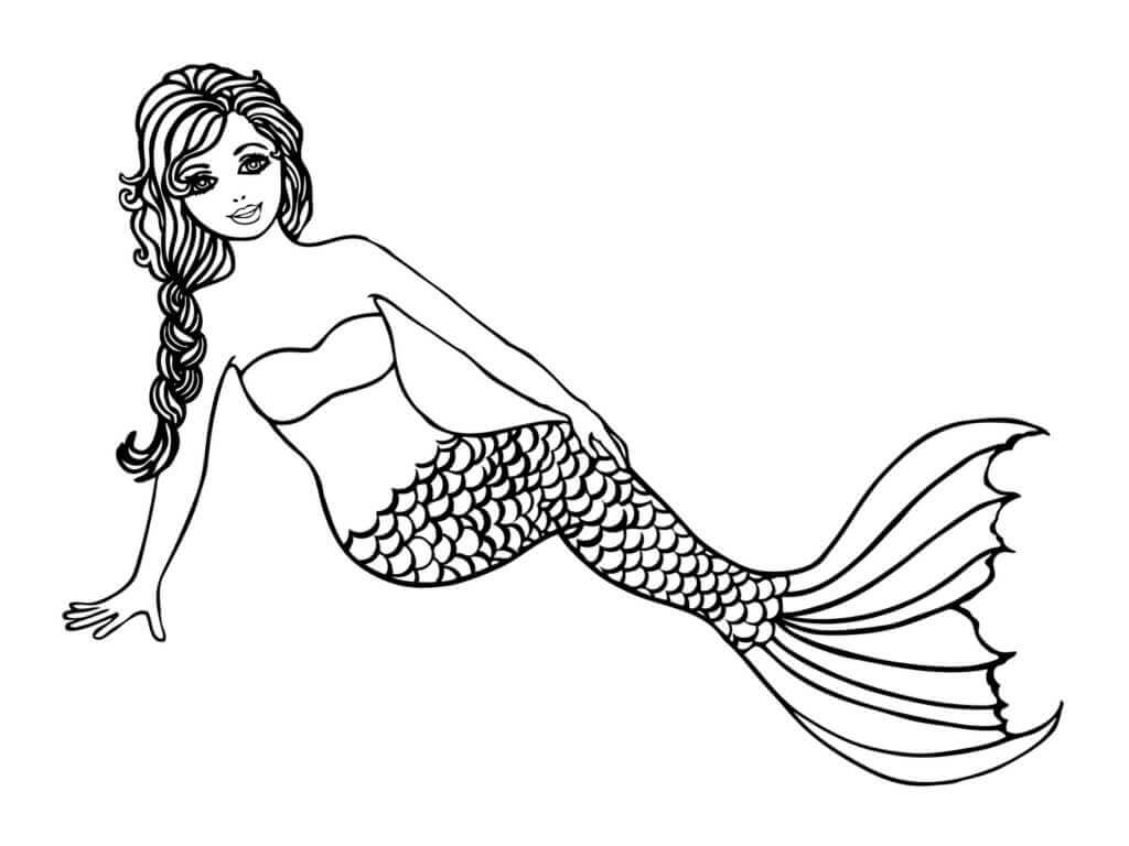 Resting Mermaid Coloring Page