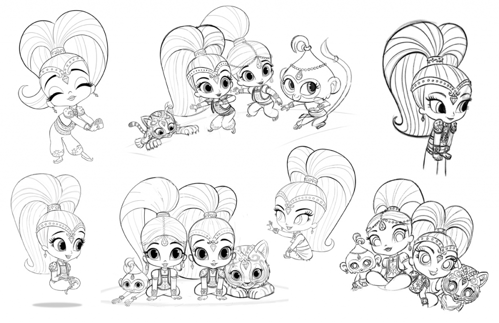 The Beautiful Cast Of Shimmer And Shine Coloring Pages