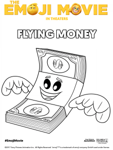 The Emoji Movie Flying Money Coloring Page