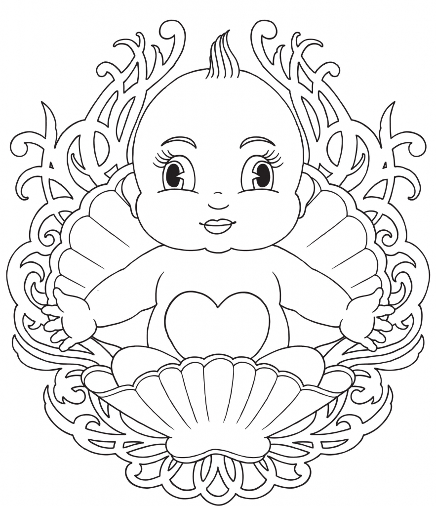 Baby Born In A Shell Babies Coloring Page