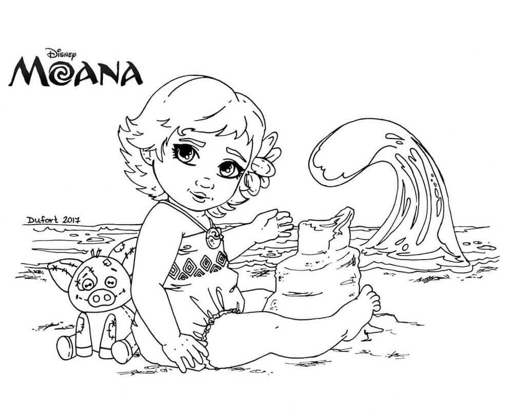 Baby Moana Coloring Page