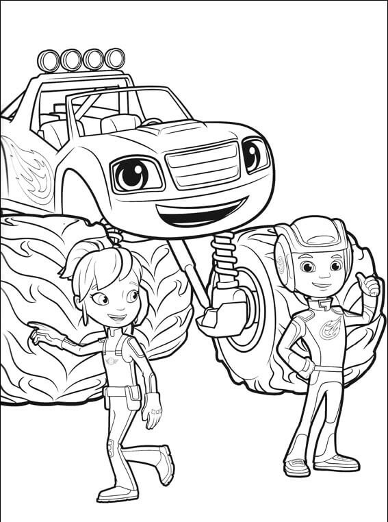 Blaze Gabby AJ Blaze and the monster machines coloring pages