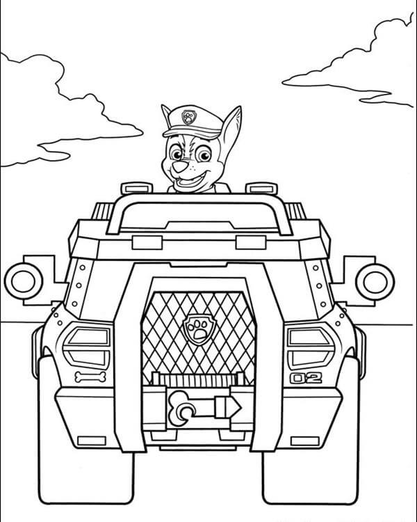Chase Driving Paw Patrol Coloring Page