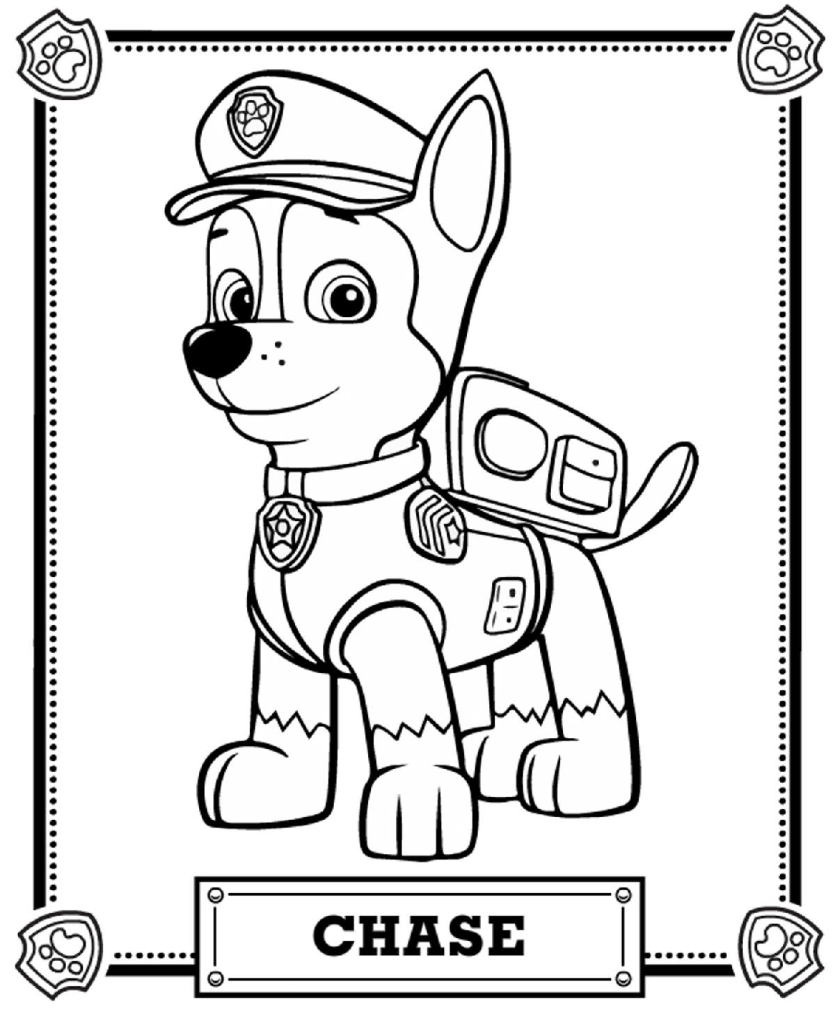 Chase Paw Patrol Coloring Page