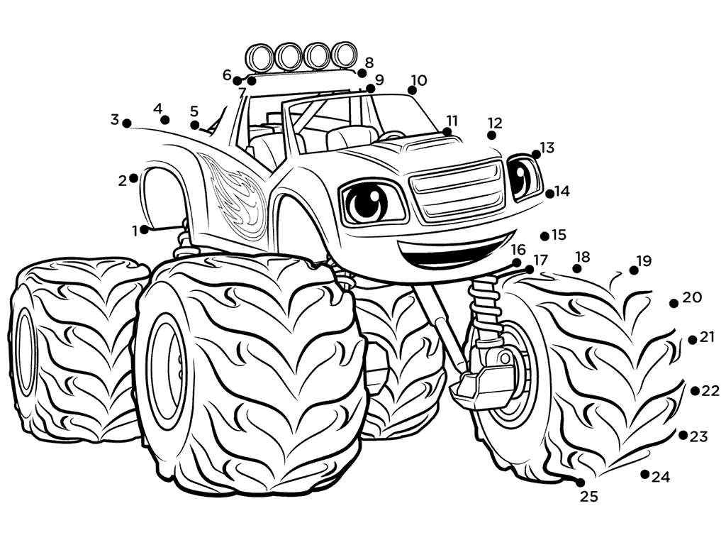 Blaze And The Monster Machines Connect The Dots Coloring Page