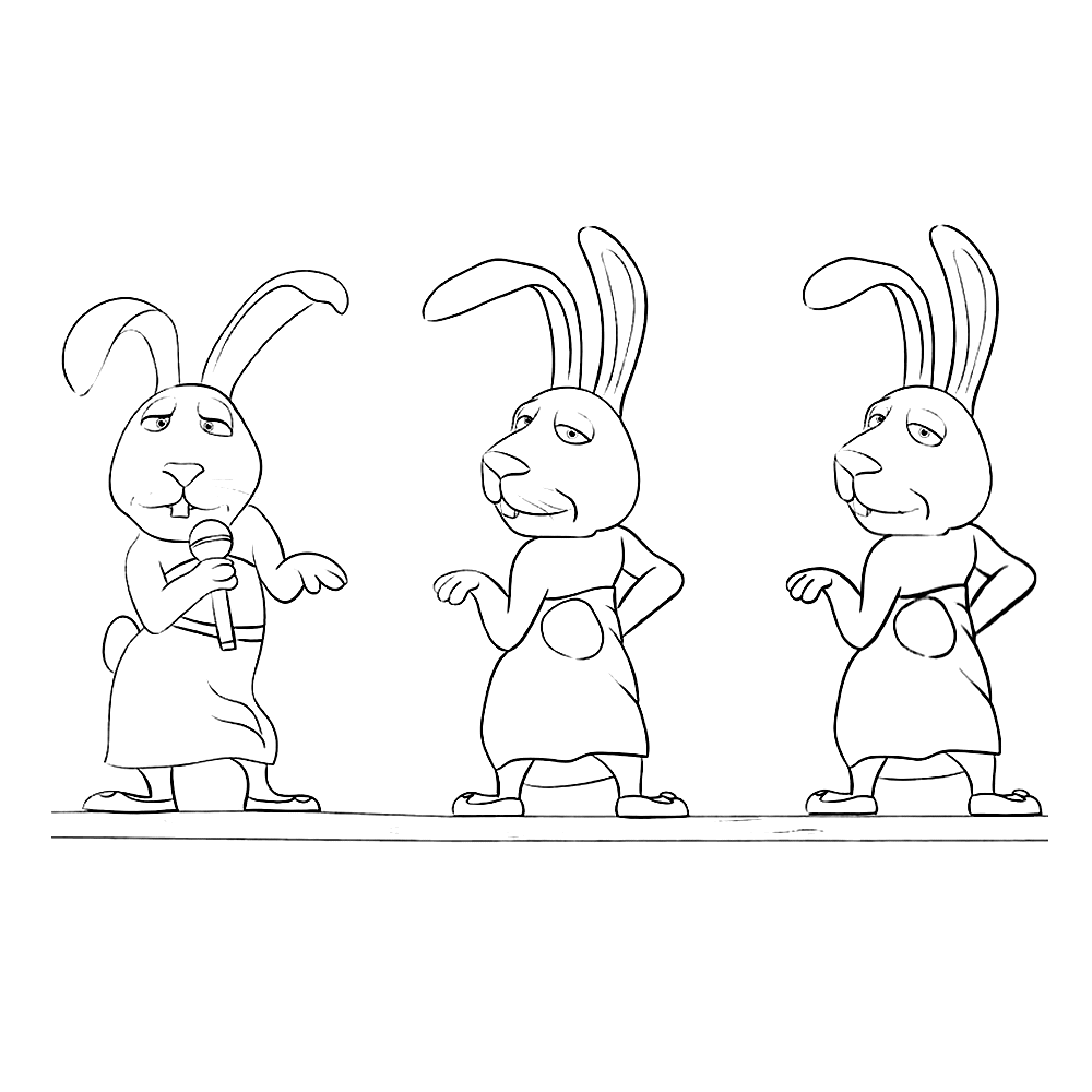 Dancing Bunnies Sing Movie Coloring Page