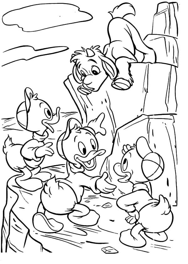 Huey, Dewey, Louie From Ducktales Coloring Page
