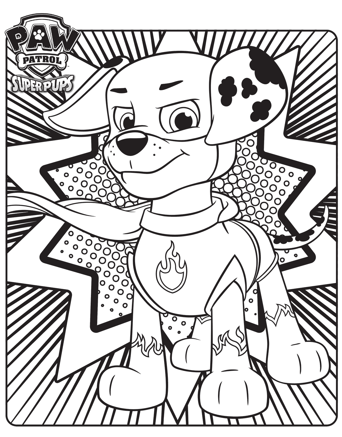 Marshall The Super Pup Paw Patrol Coloring Page