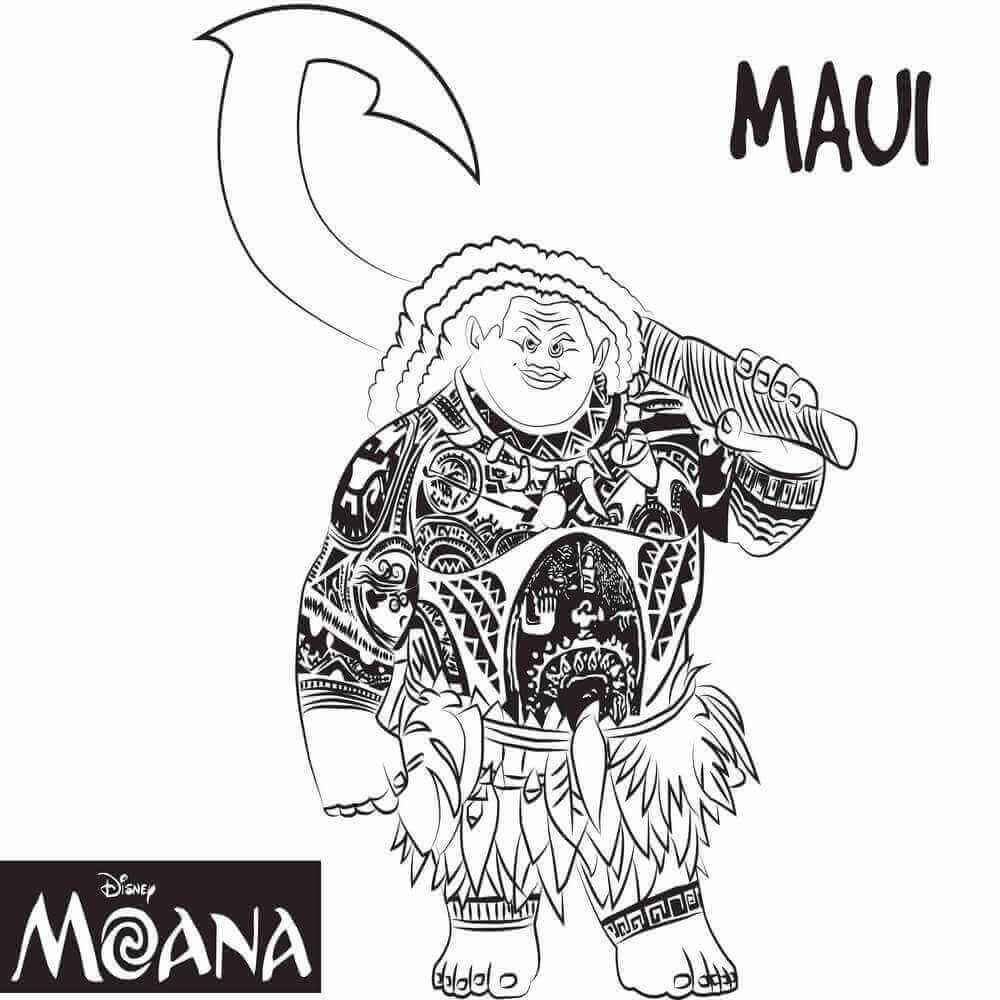 Moana Maui Hook Coloring Page Coloring Pages