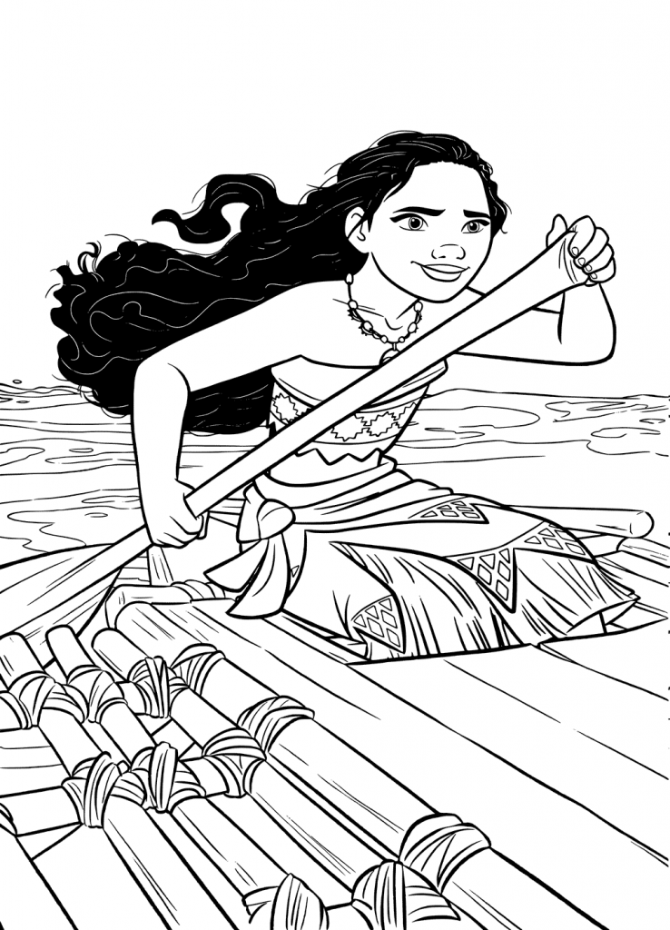 On The Boat Moana Coloring sheets