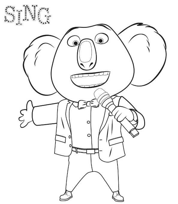 Mr Buster Sing Movie Coloring Page