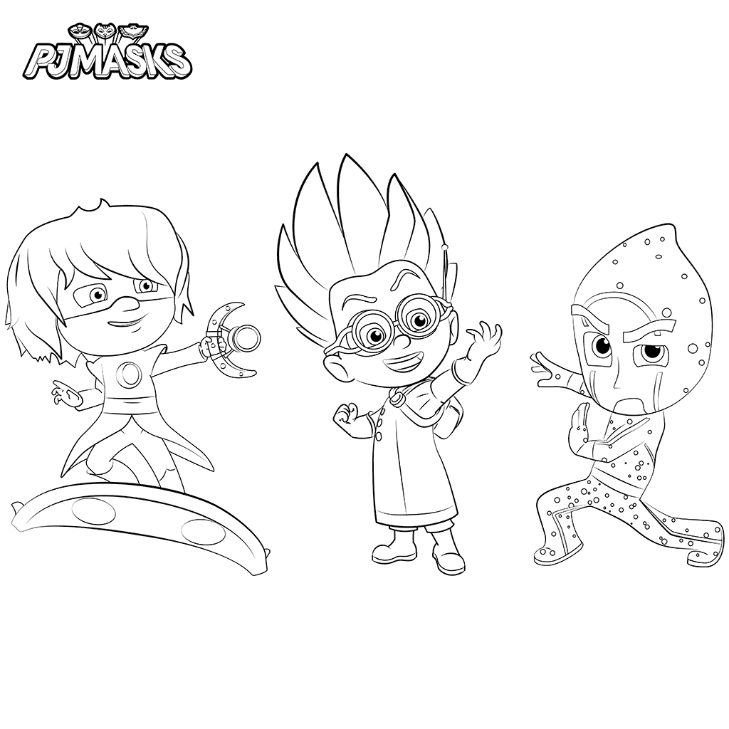 Night Ninja, Luna Girl And Romeo PJ Masks Coloring Page