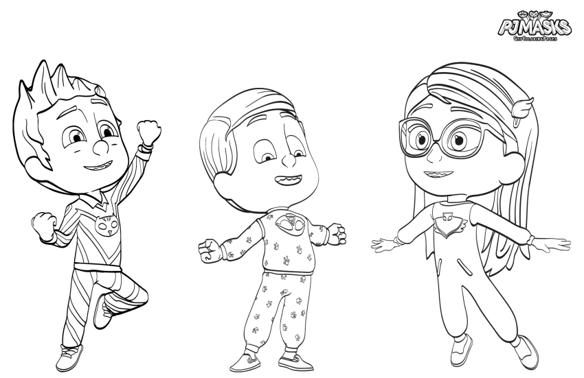 PJ Masks Pajama Heroes Coloring Page