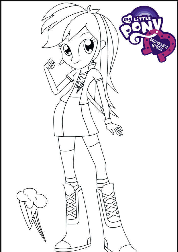 Rainbow Dash From My Little Pony Equestria Girls Coloring Page