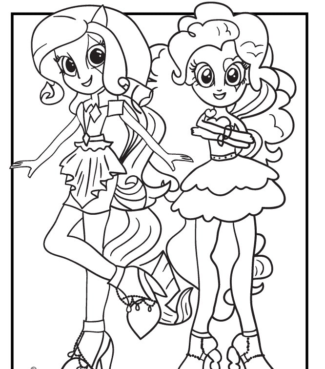 Rarity And Pinkie Pie From My Little Pony Equestria Girls Coloring Page