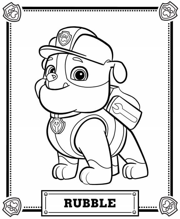 Rubble Paw Patrol Coloring Page