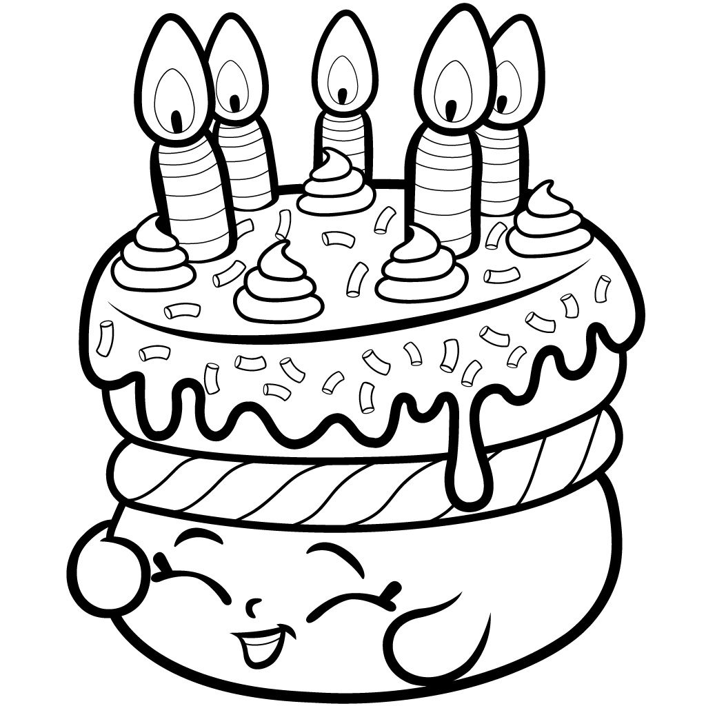 Shopkins Season 1 Wishes” Birthday Cake Coloring Page