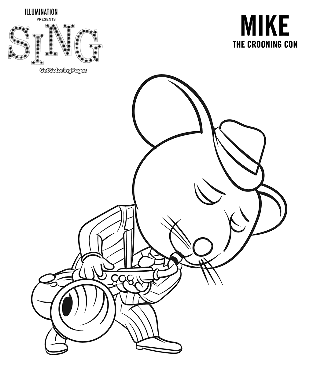 Mike The Crooning Con Sing Movie Coloring Page