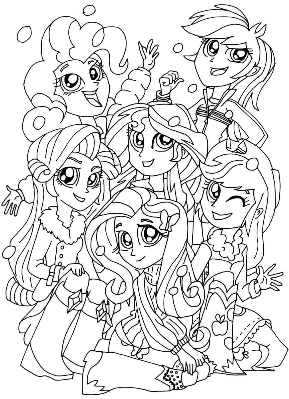 The Rainbooms From My Little Pony Equestria Girls Coloring Page