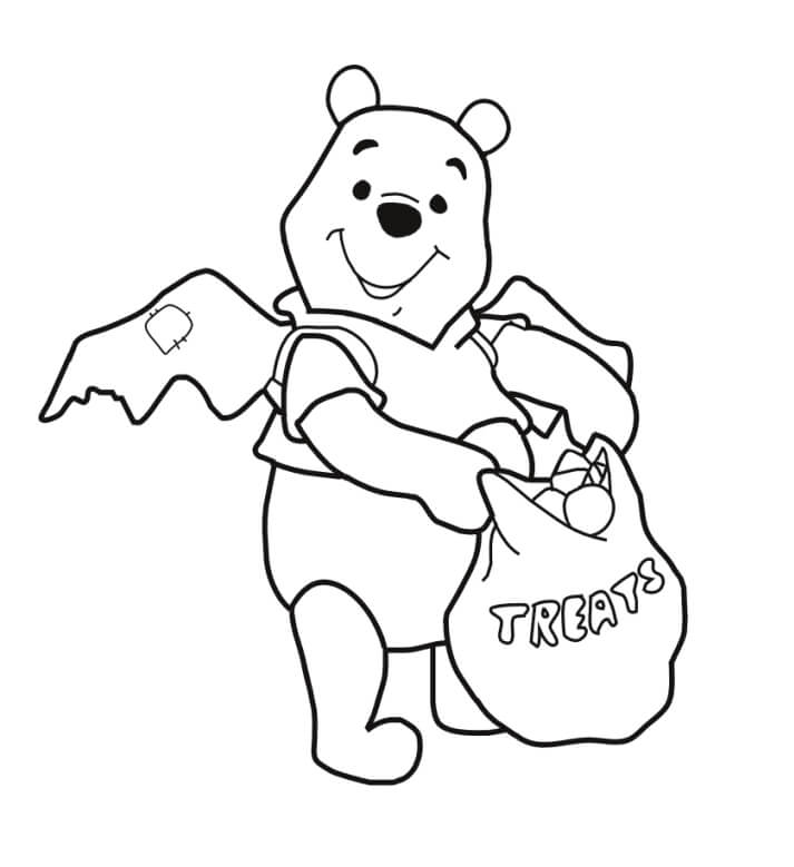 Pooh’s Halloween Costume Coloring Page
