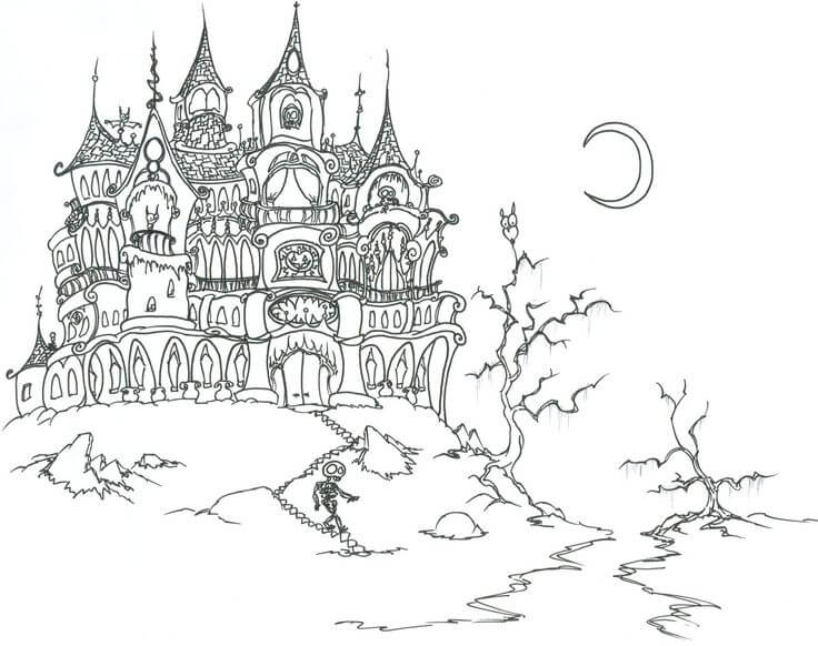 The Haunted House Halloween Coloring Pages