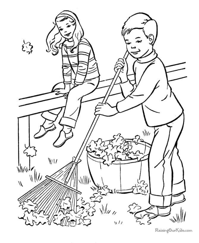 Fallen Leaves Autumn Coloring Pages