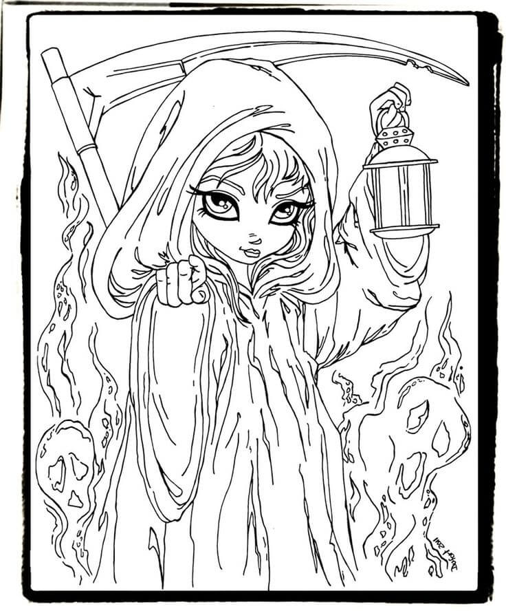 Halloween Coloring Page For Girls