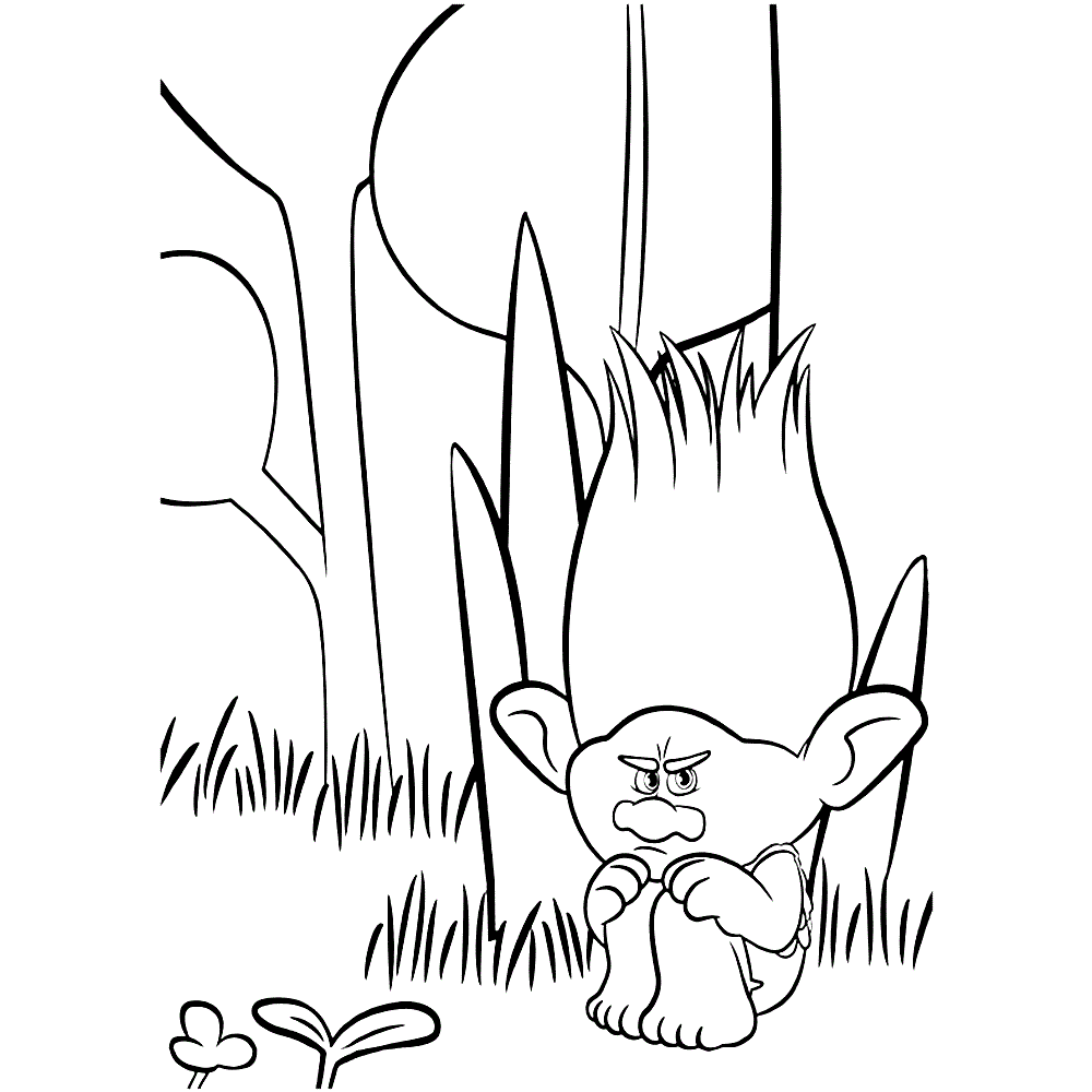 Branch Trolls Movie Coloring Page