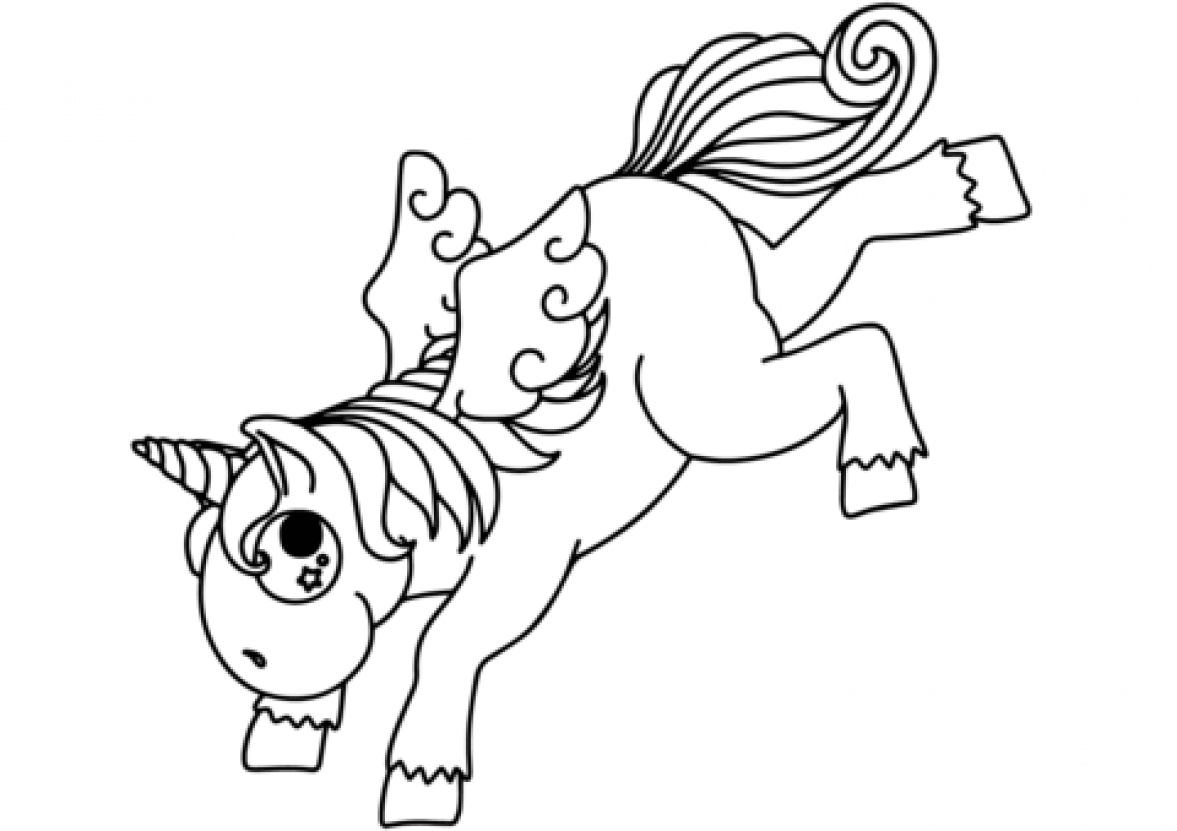 Bucking Cartoon Unicorn coloring page