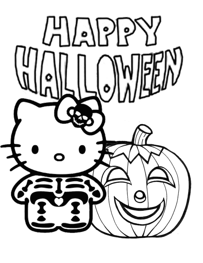 Happy Halloween Greeting Card Coloring Page