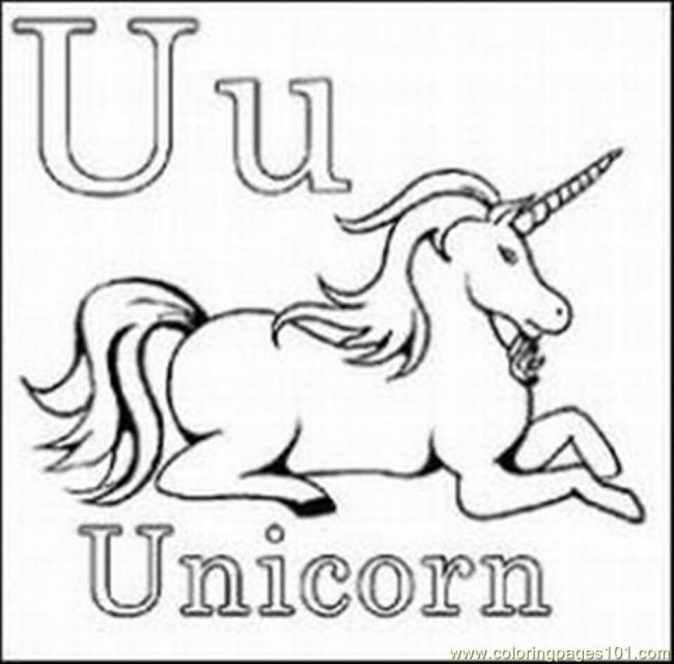 U For Unicorn coloring page