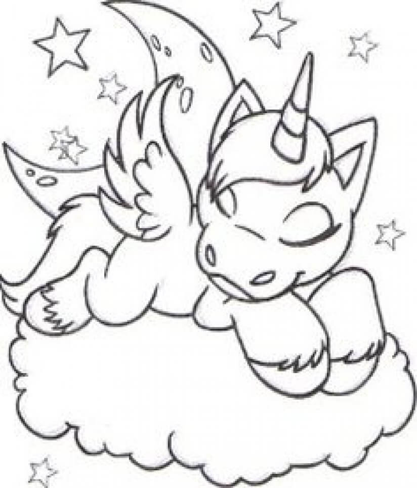 Sleeping Unicorn coloring page