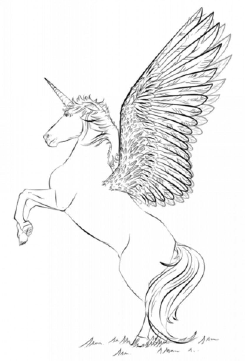 Unicorn with wings coloring page