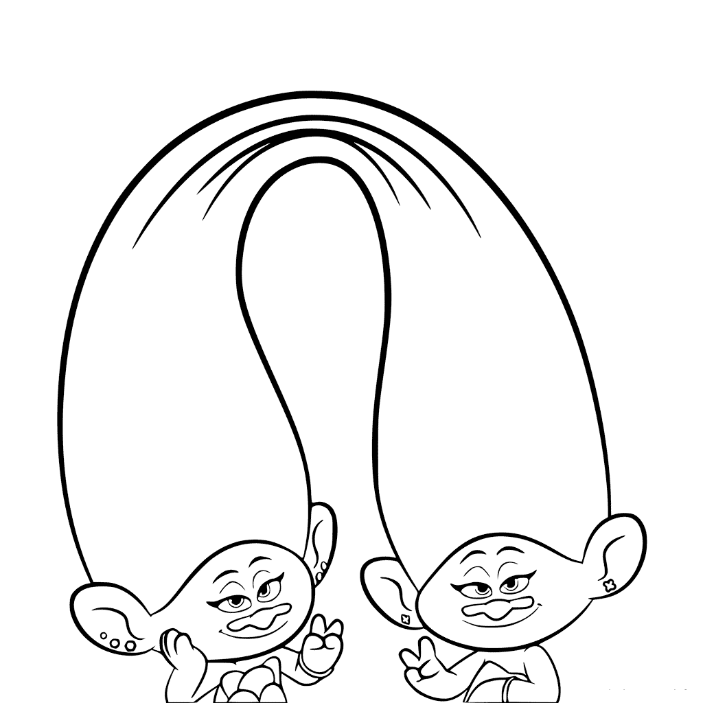 Satin and Chenille Trolls Movie Coloring Page