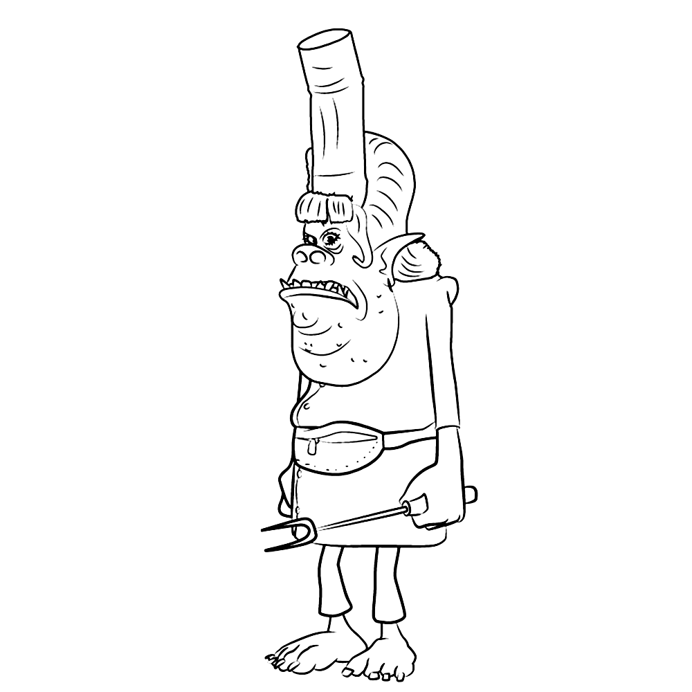 Chef Trolls Coloring Page
