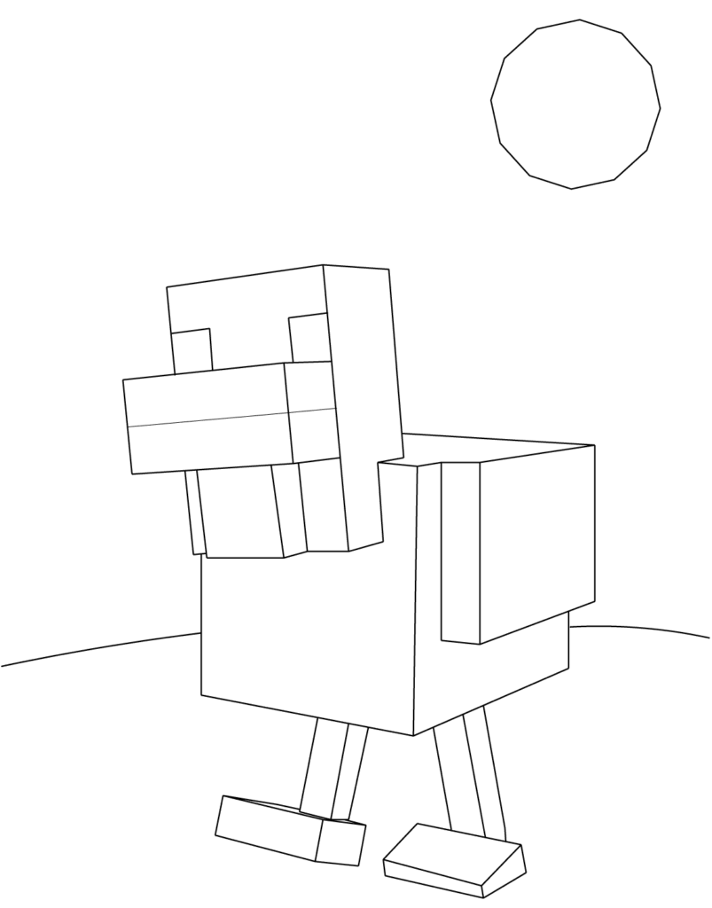 Minecraft Chicken Coloring Page