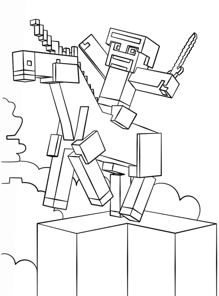 Minecraft Unicorn Coloring Page