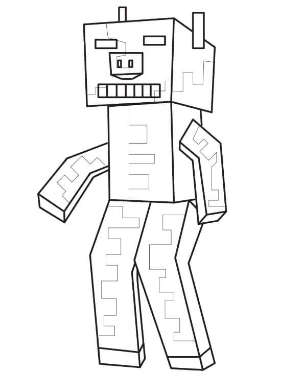 Minecraft Zombie Pigman Coloring Page