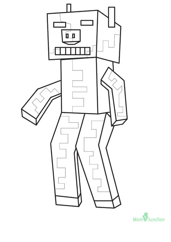 Minecraft Coloring Page Zombie - Zombie Pigmen Coloring Page | Animal