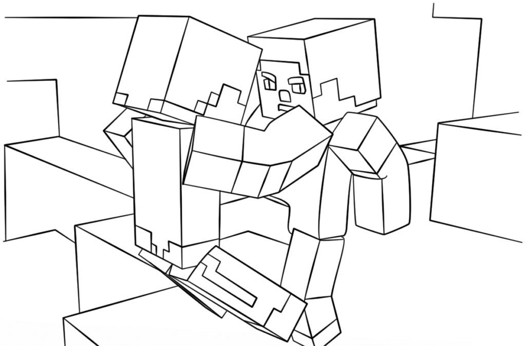 The Fight Scene Minecraft Coloring Pages