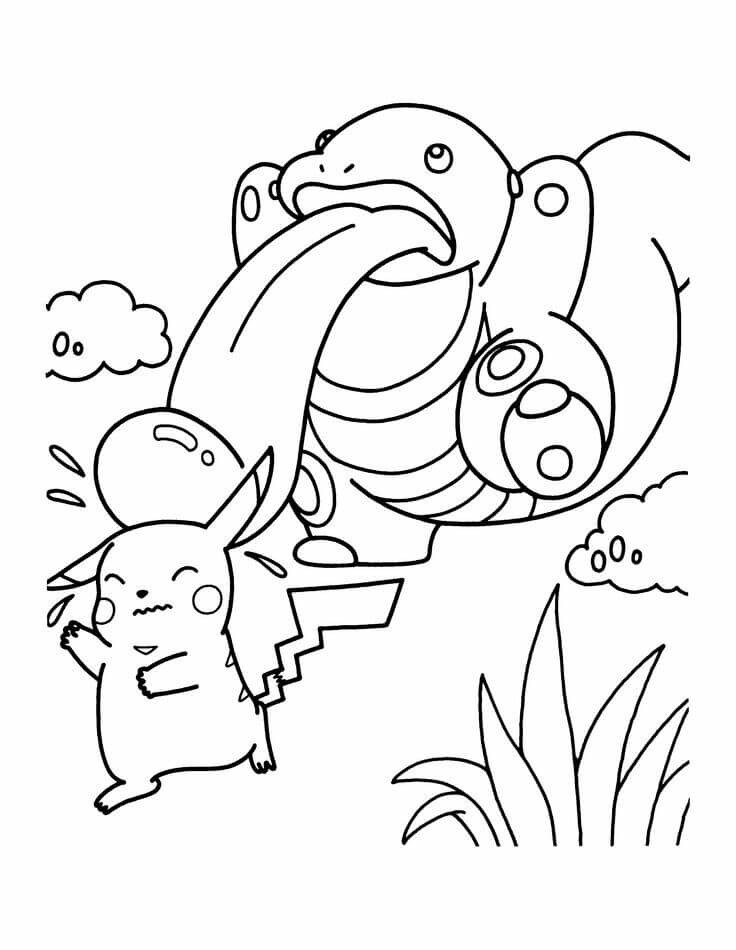 Pokemon Lickitung And Pikachu Coloring Pages