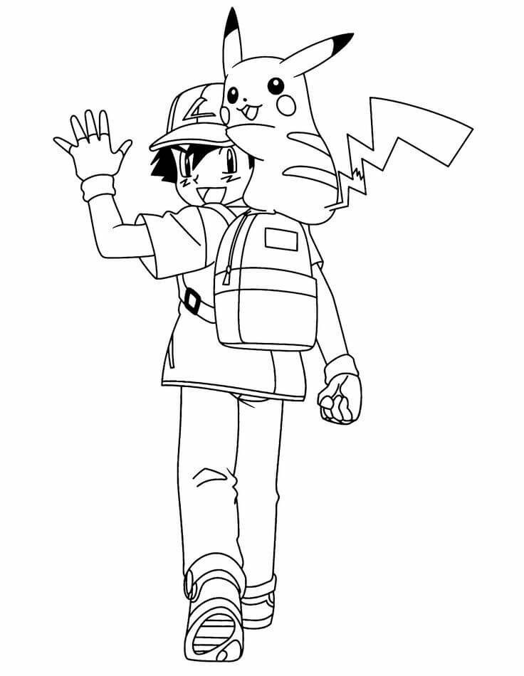 Ash And Pikachu Pokemon Coloring Pages