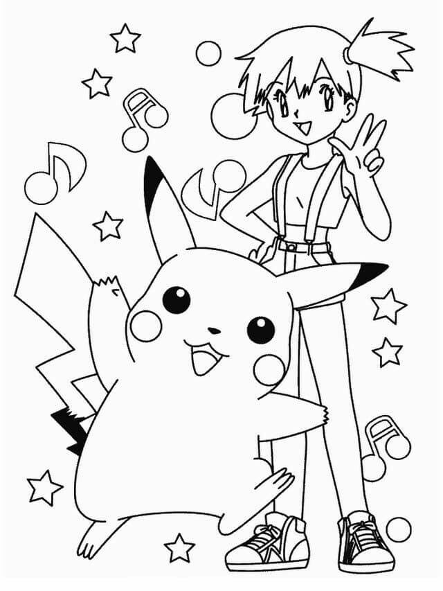 Misty and Pikachu Pokemon Coloring Pages